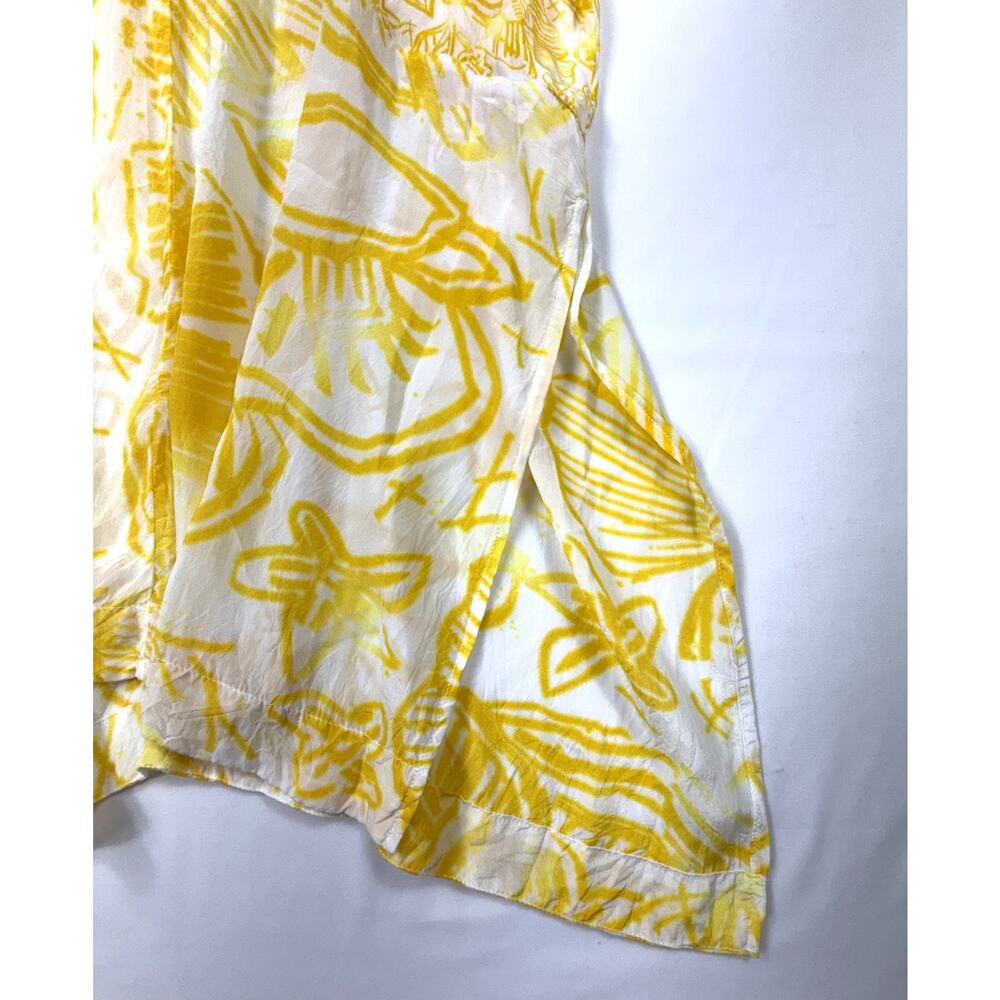 Anthropologie Lilka Nadiya kaftan dress Sz M bright yellow tropical floral print - Picture 4 of 11
